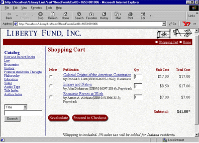 Active shopping cart