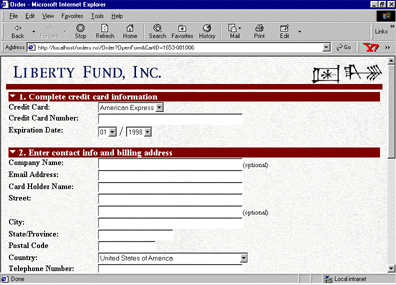 First part of the Order form