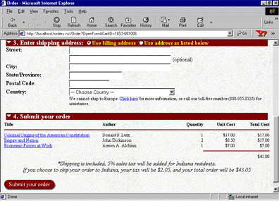 Second part of the Order form