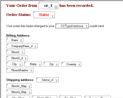 Order Receipt form in Designer