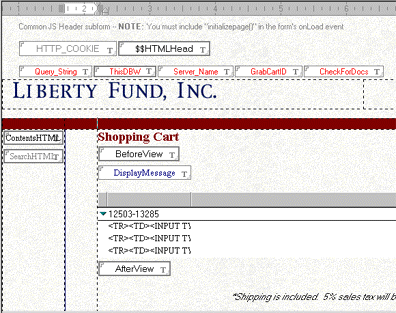 Cart form in Designer