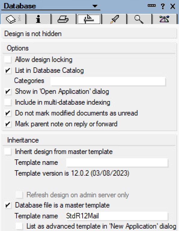 Application Properties Dialog - Template Version 12.0.2